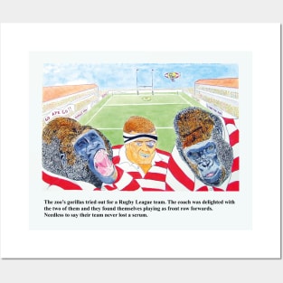 Rugby Playing Gorillas from The City Zoo Posters and Art